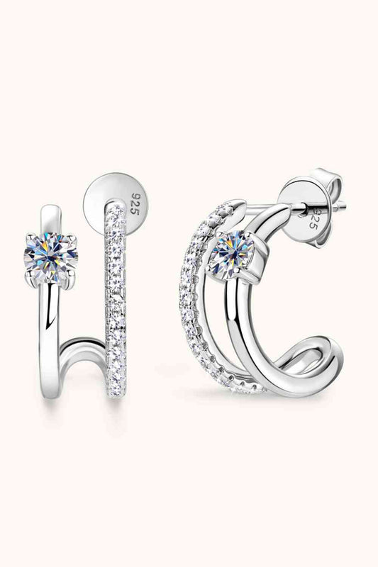 Moissanite 925 Sterling Silver C-Hoop Earrings for Elegance