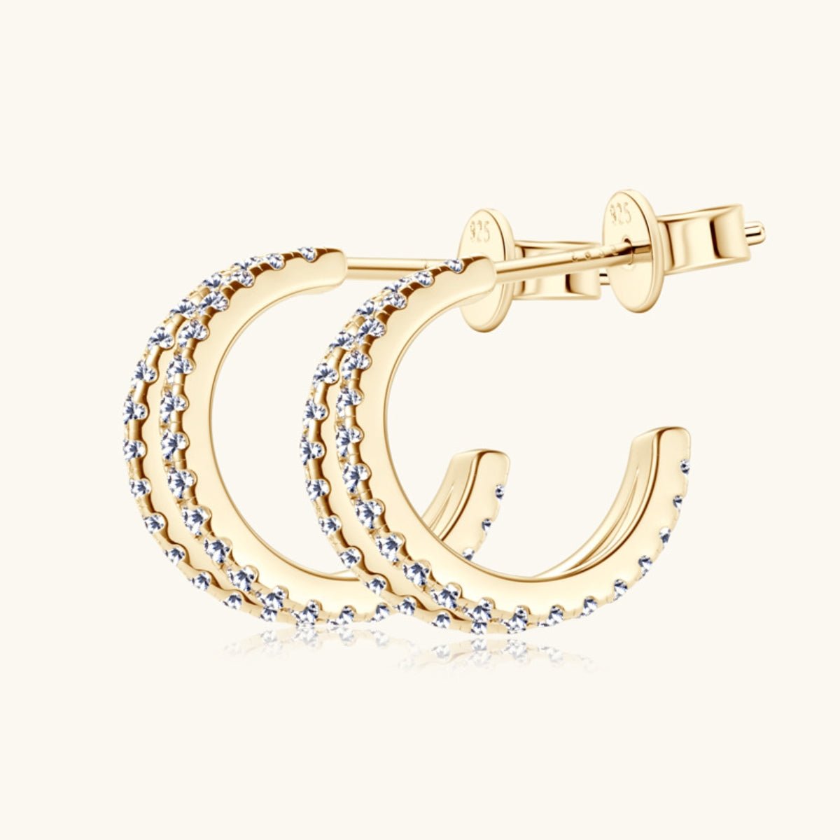 Moissanite 925 Sterling Silver C-Hoop Earrings for Elegance