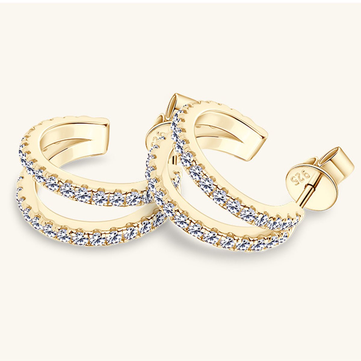 Moissanite 925 Sterling Silver C-Hoop Earrings for Elegance