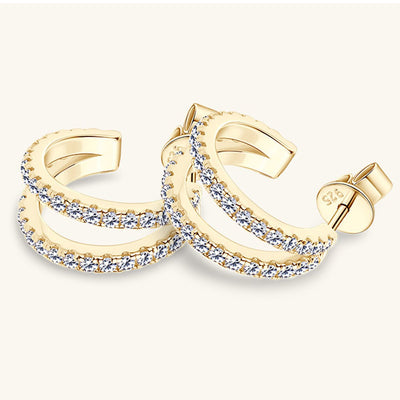 Moissanite 925 Sterling Silver C-Hoop Earrings for Elegance