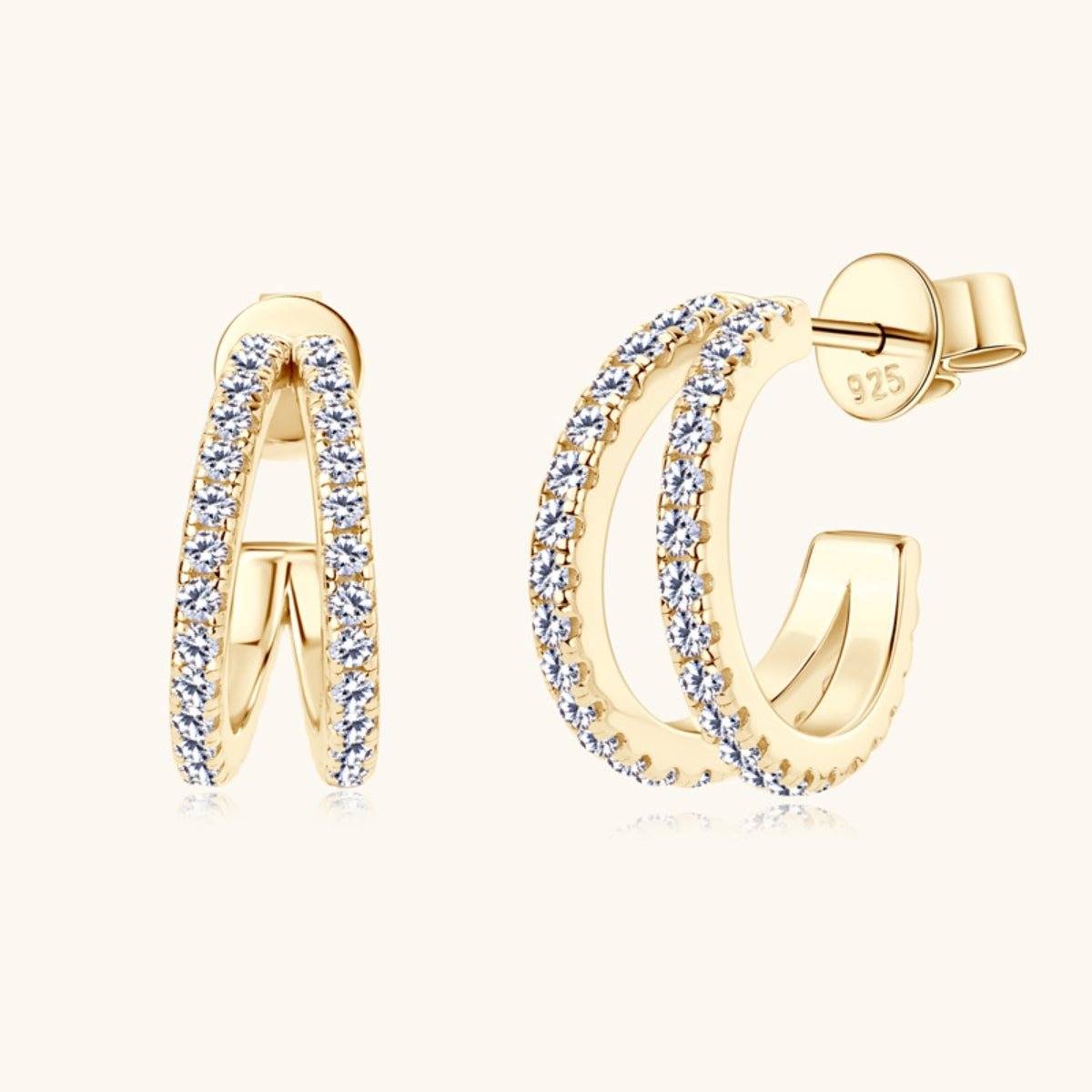 Moissanite 925 Sterling Silver C-Hoop Earrings for Elegance