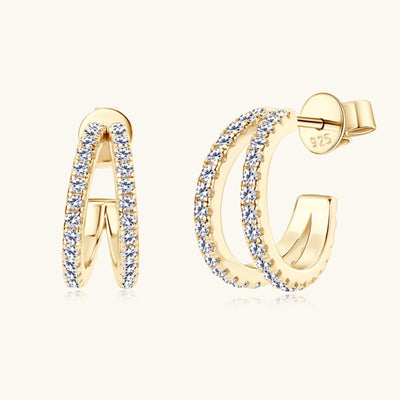 Moissanite 925 Sterling Silver C-Hoop Earrings for Elegance