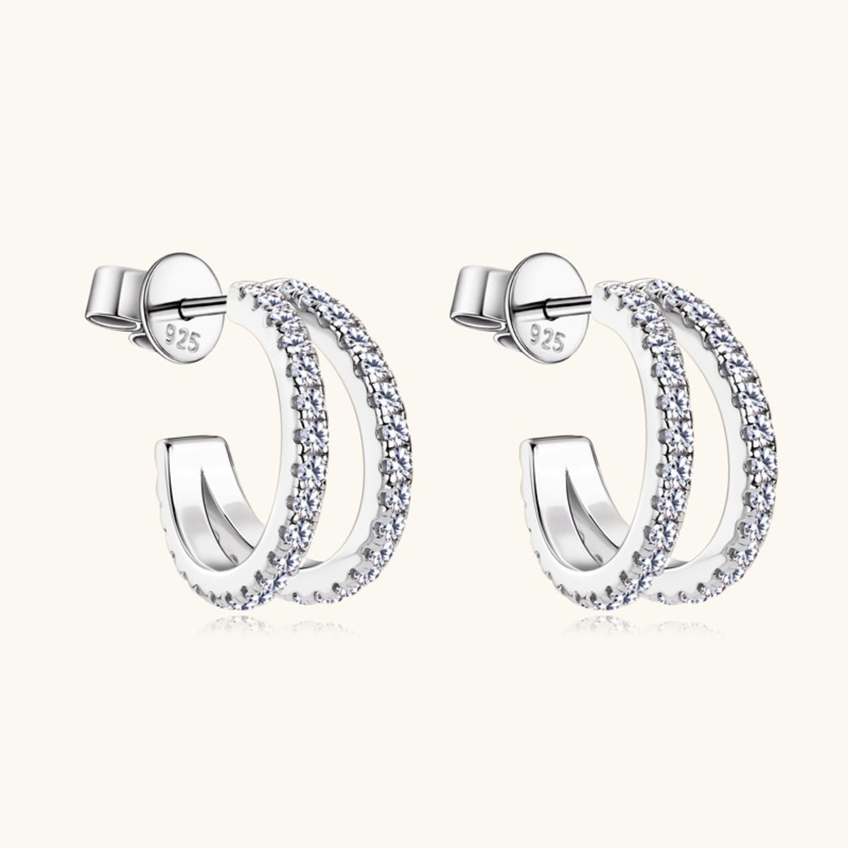Moissanite 925 Sterling Silver C-Hoop Earrings for Elegance