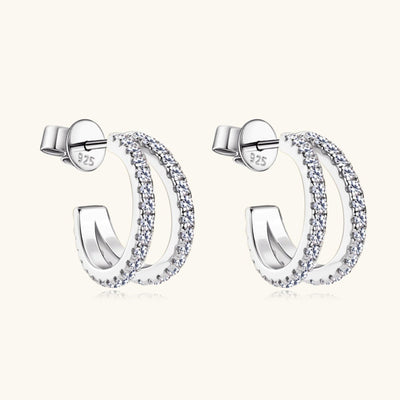 Moissanite 925 Sterling Silver C-Hoop Earrings for Elegance