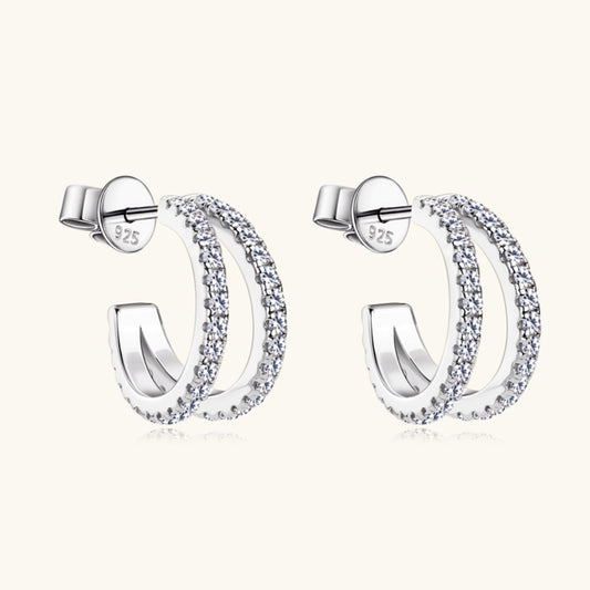 Moissanite 925 Sterling Silver C-Hoop Earrings for Elegance