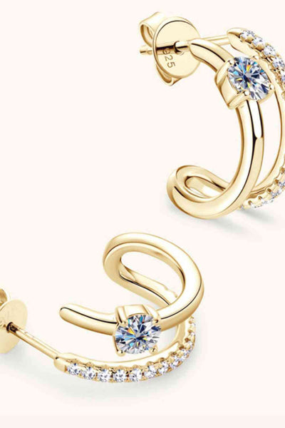 Moissanite 925 Sterling Silver C-Hoop Earrings for Elegance