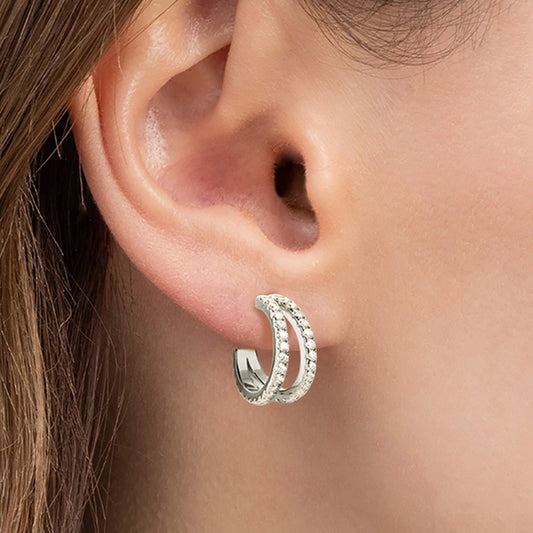Moissanite 925 Sterling Silver C-Hoop Earrings for Elegance
