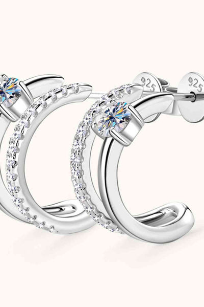 Moissanite 925 Sterling Silver C-Hoop Earrings for Elegance