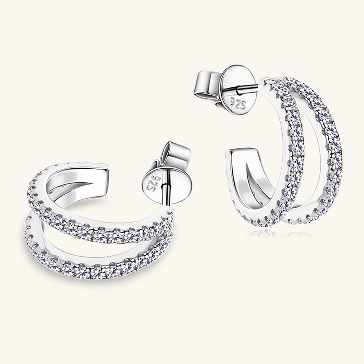 Moissanite 925 Sterling Silver C-Hoop Earrings for Elegance