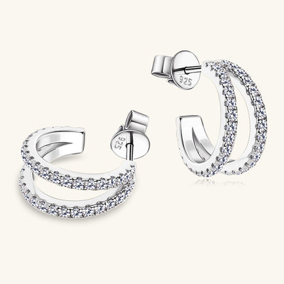 Moissanite 925 Sterling Silver C-Hoop Earrings for Elegance