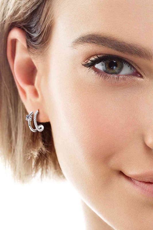 Moissanite 925 Sterling Silver C-Hoop Earrings for Elegance