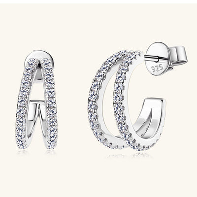 Moissanite 925 Sterling Silver C-Hoop Earrings for Elegance