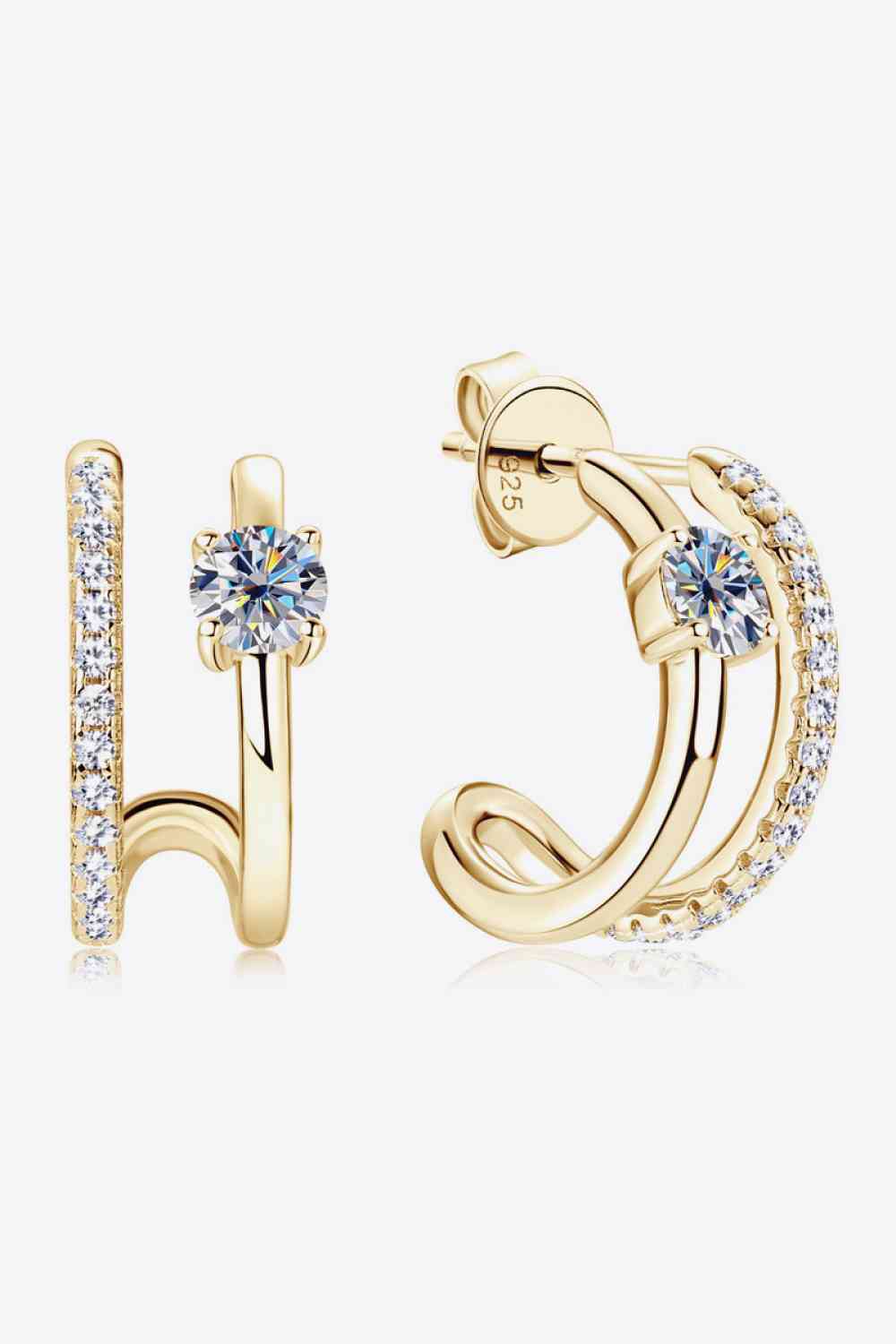 Moissanite 925 Sterling Silver C-Hoop Earrings for Elegance
