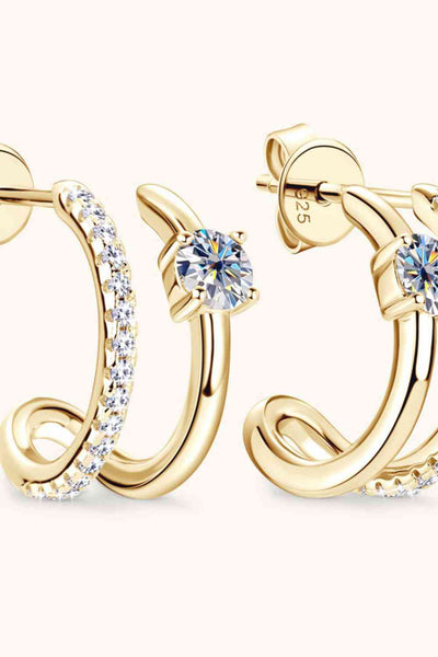 Moissanite 925 Sterling Silver C-Hoop Earrings for Elegance