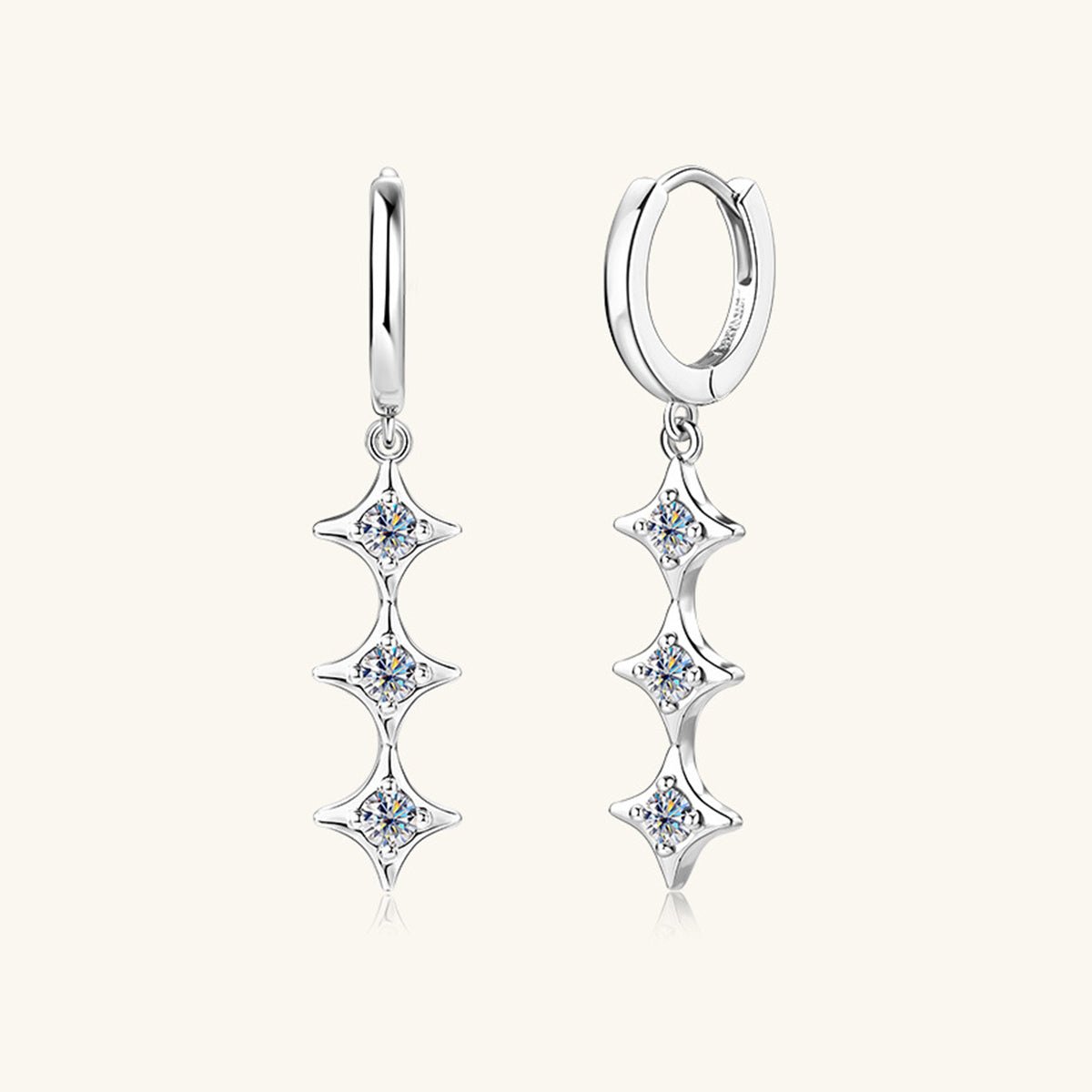 Moissanite 925 Sterling Silver Geometric Shape Earrings Set