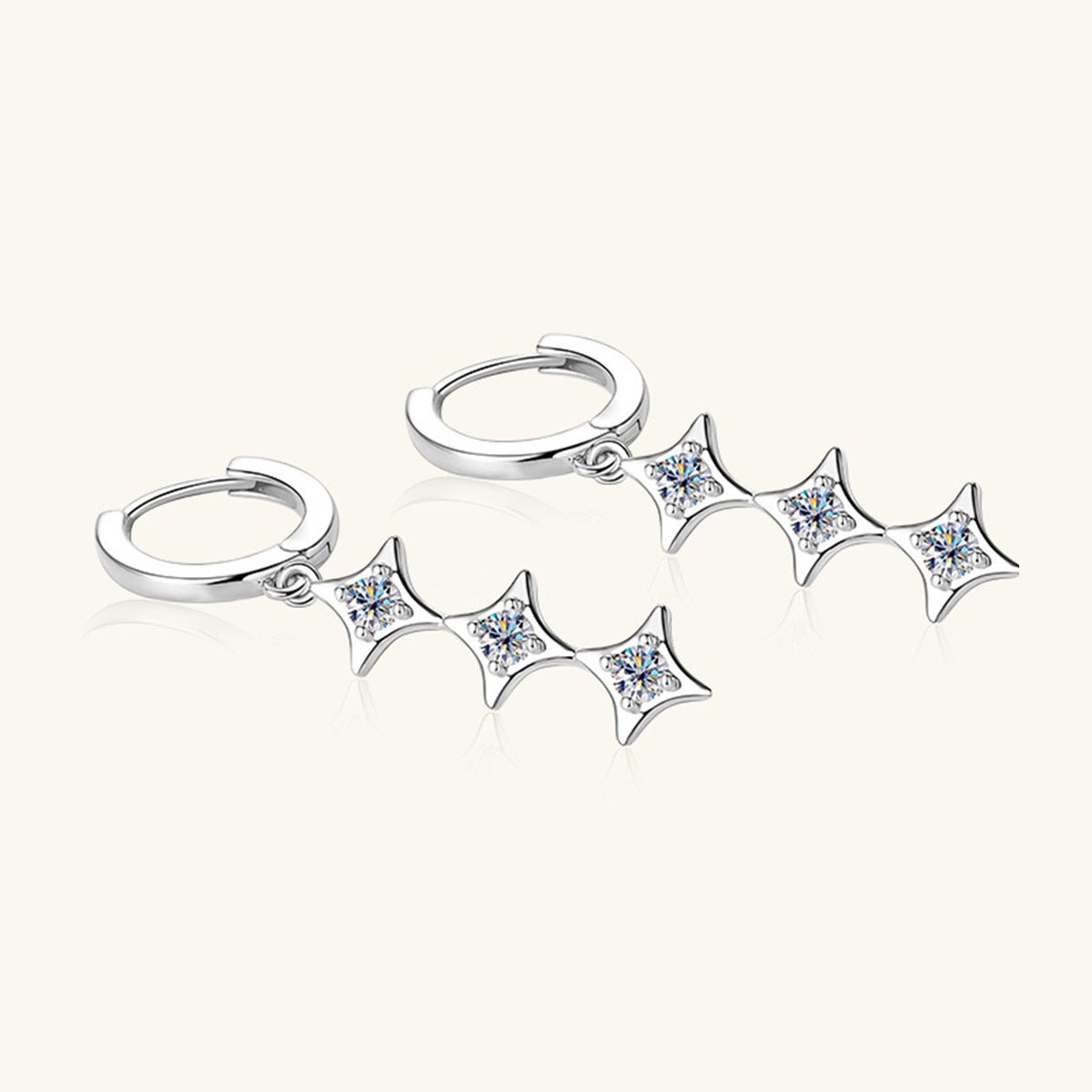 Moissanite 925 Sterling Silver Geometric Shape Earrings Set