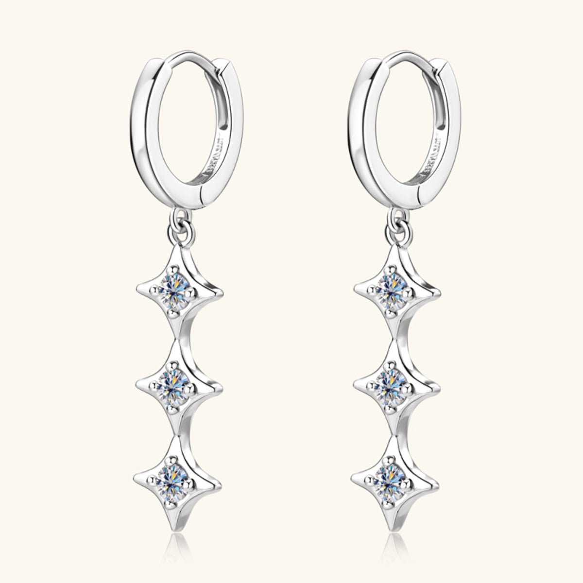 Moissanite 925 Sterling Silver Geometric Shape Earrings Set