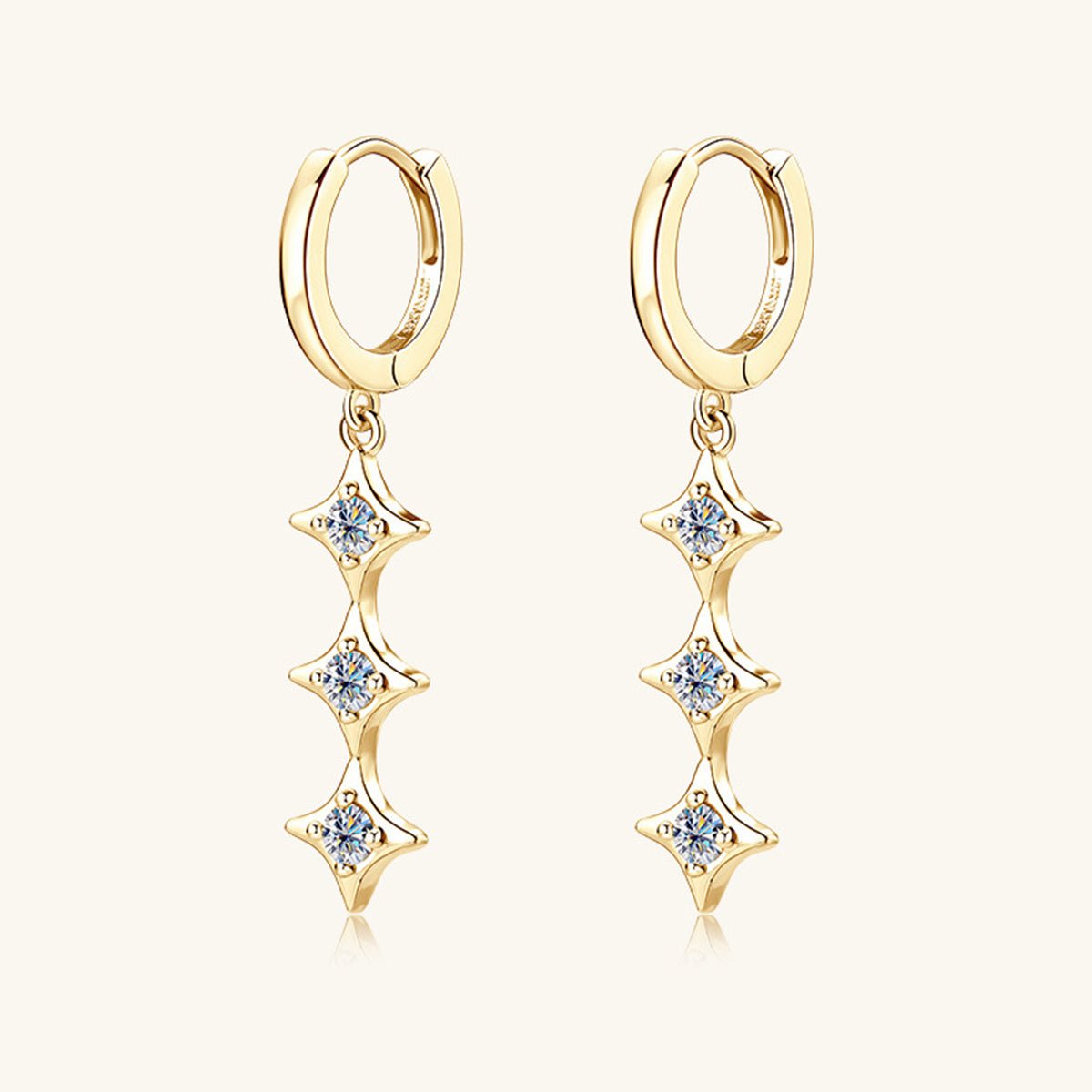 Moissanite 925 Sterling Silver Geometric Shape Earrings Set