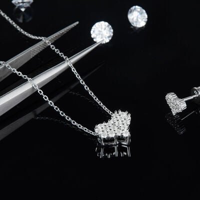 Moissanite 925 Sterling Silver Heart Necklace for Women