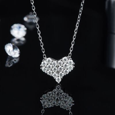 Moissanite 925 Sterling Silver Heart Necklace for Women