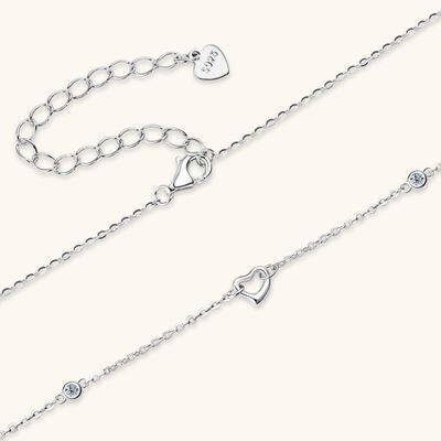 Moissanite 925 Sterling Silver Heart Necklace for Elegance