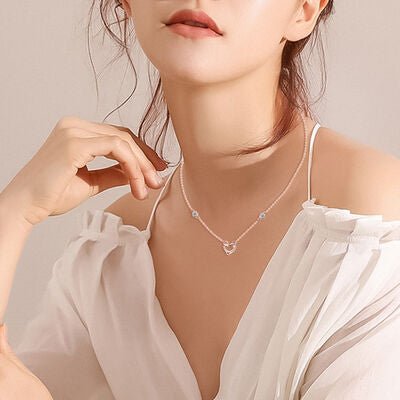 Moissanite 925 Sterling Silver Heart Necklace for Elegance