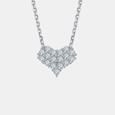 Moissanite 925 Sterling Silver Heart Necklace for Women