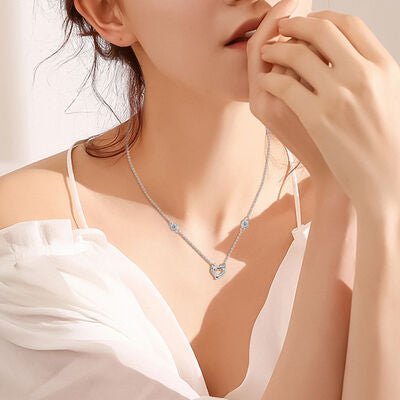 Moissanite 925 Sterling Silver Heart Necklace for Elegance