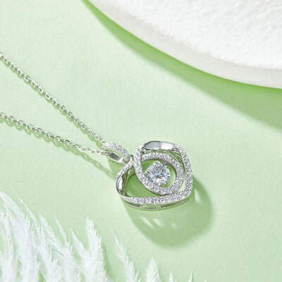 Moissanite 925 Sterling Silver Heart Shape Necklace for Women