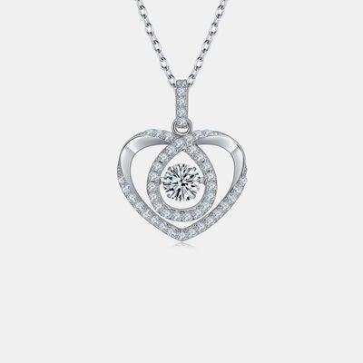 Moissanite 925 Sterling Silver Heart Shape Necklace for Women