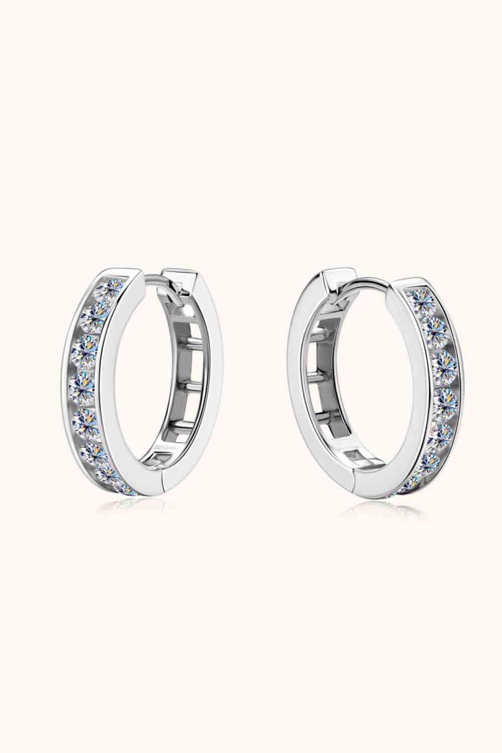 Moissanite 925 Sterling Silver Huggie Earrings for Elegance