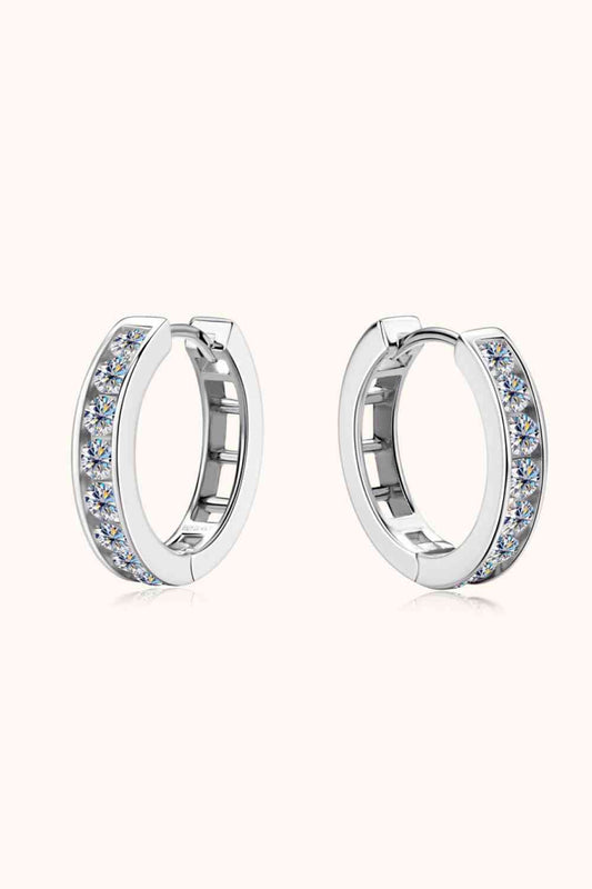 Moissanite 925 Sterling Silver Huggie Earrings for Elegance
