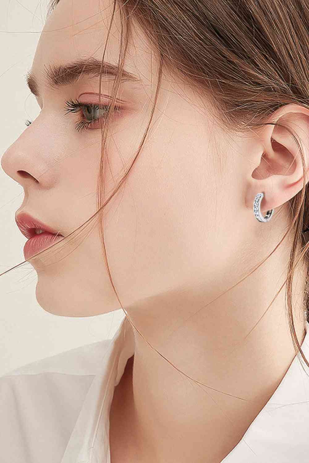 Moissanite 925 Sterling Silver Huggie Earrings for Elegance