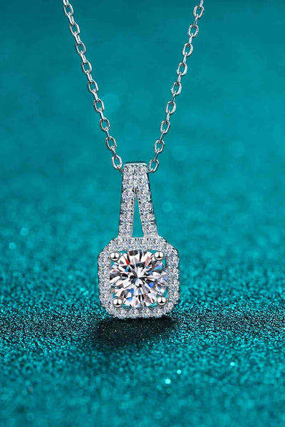 Moissanite & Zircon Rhodium Necklace, 0.5ct