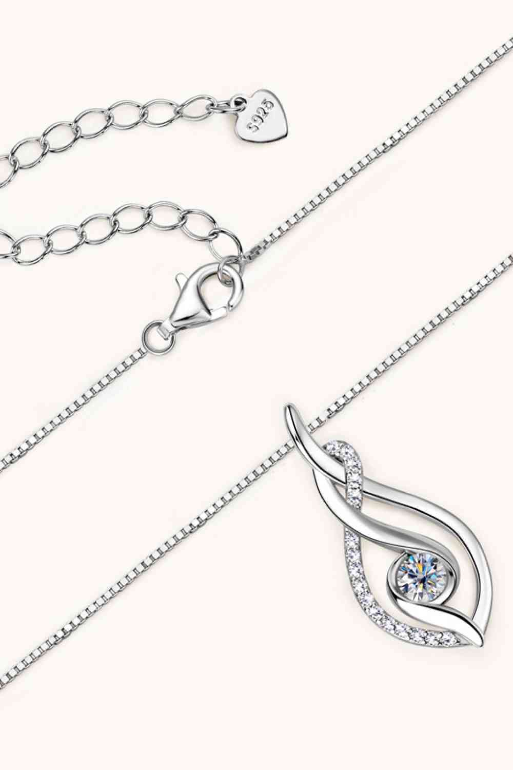 Moissanite 925 Sterling Silver Necklace with Sparkling Stone