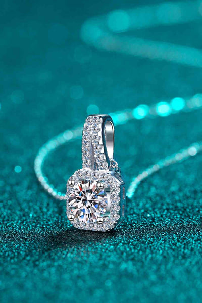 Moissanite & Zircon Rhodium Necklace, 0.5ct