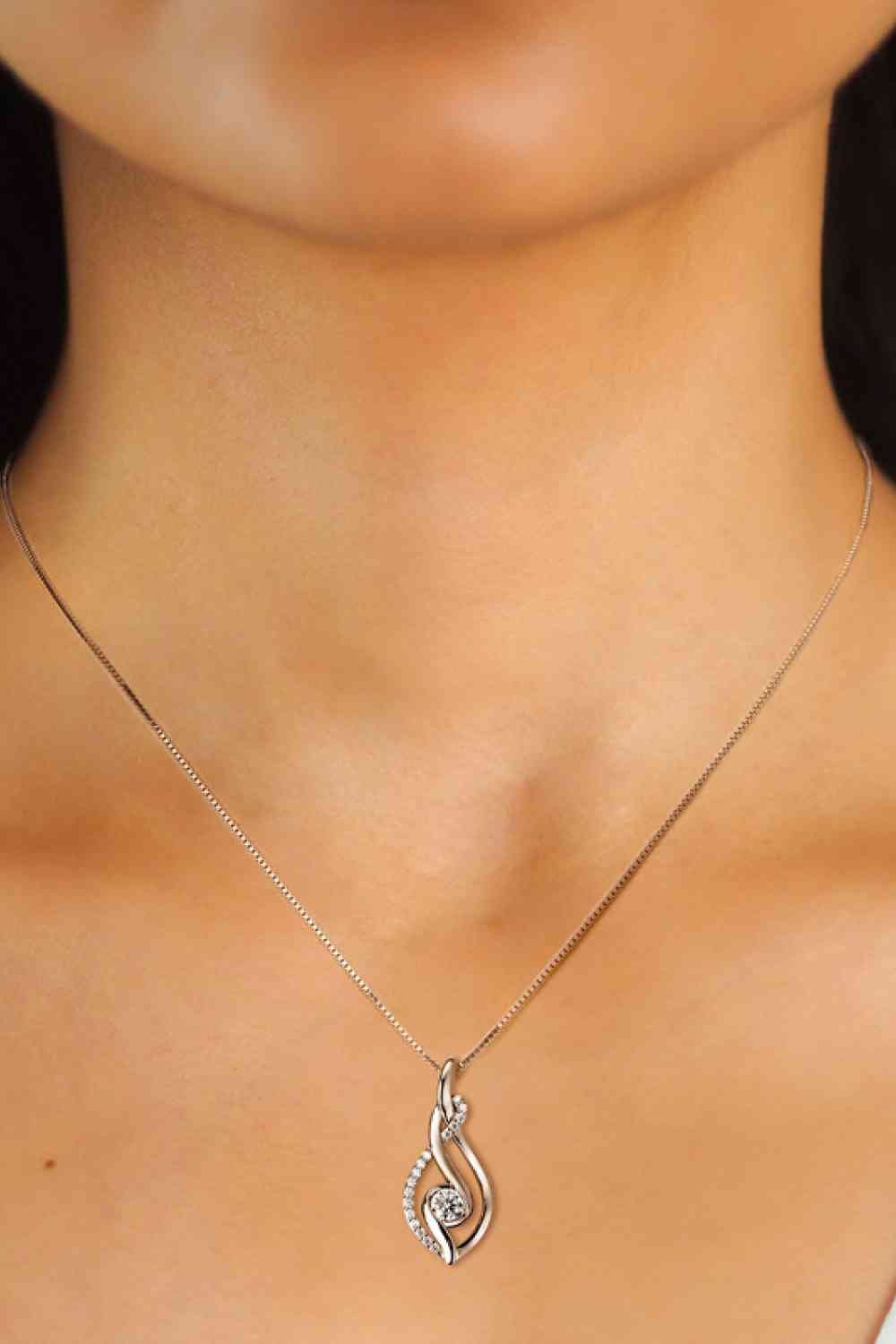 Moissanite 925 Sterling Silver Necklace with Sparkling Stone