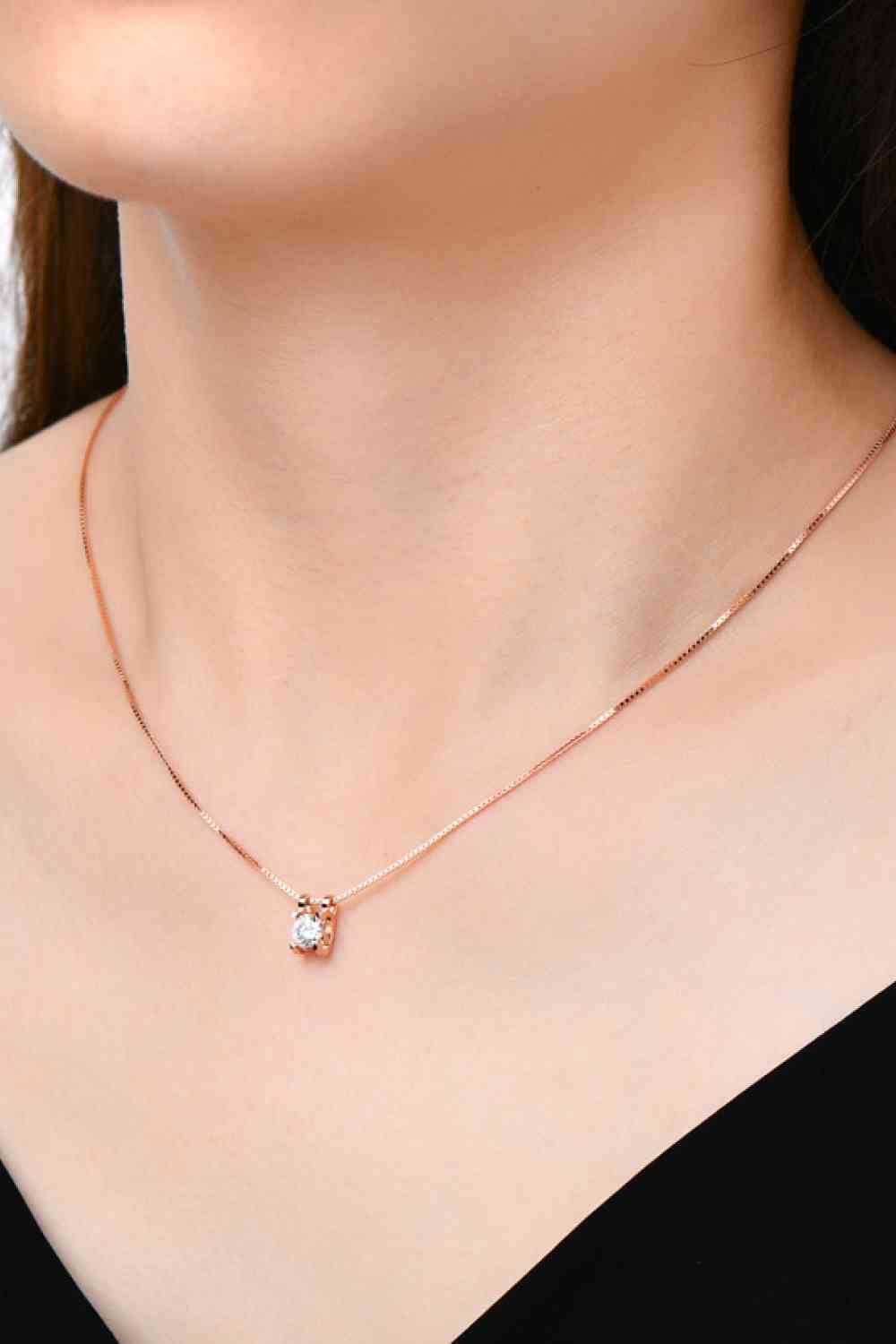 Moissanite Rose Gold & Platinum Necklace, 0.5ct