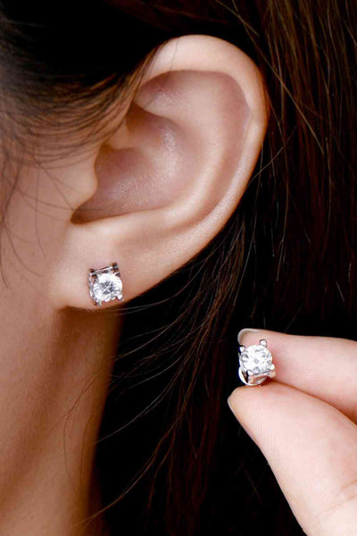 Moissanite 925 Sterling Silver Stud Earrings Elegant Sparkle For Everyday Wear Gift For Her