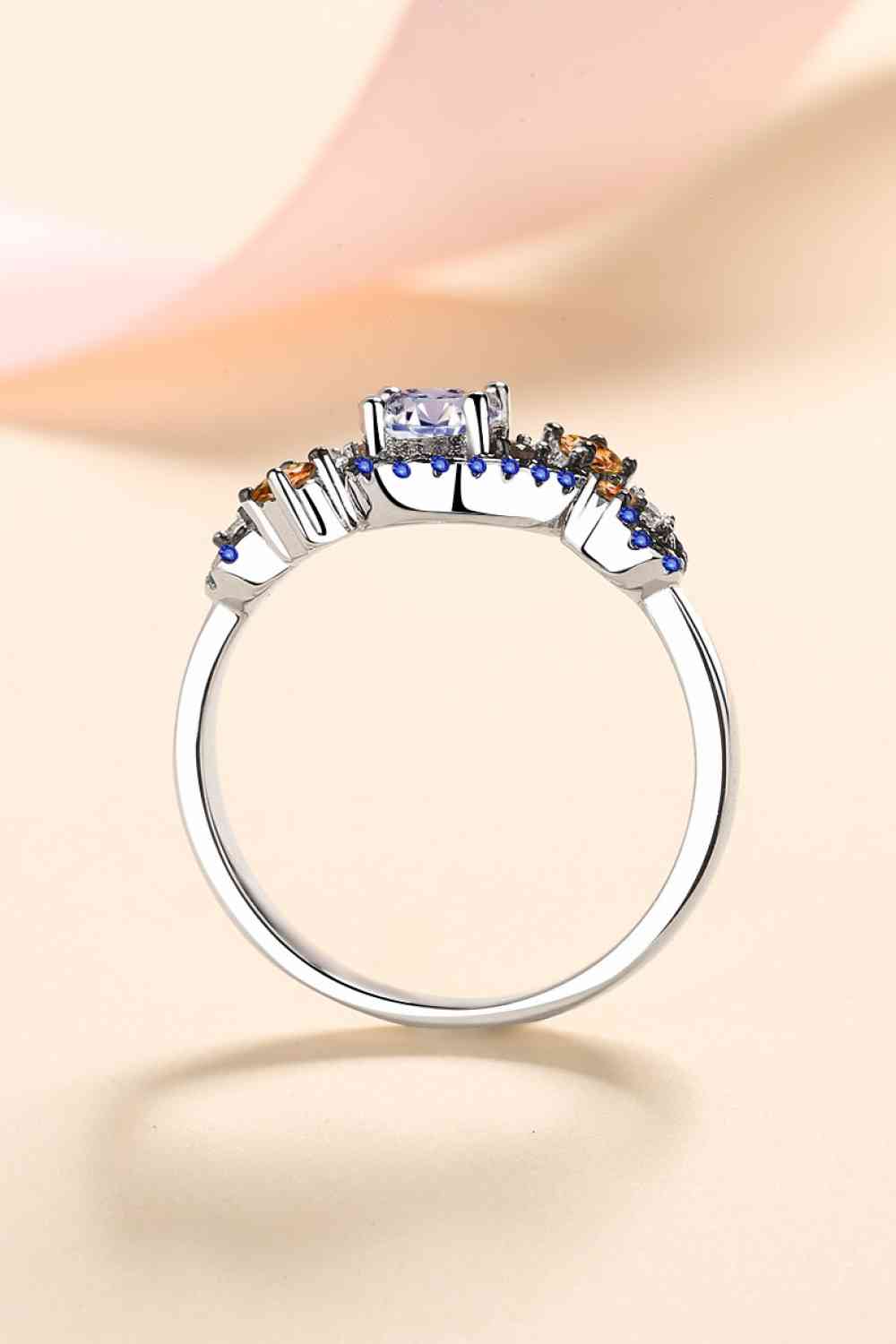 Moissanite Contrast 925 Sterling Silver Ring for Elegance