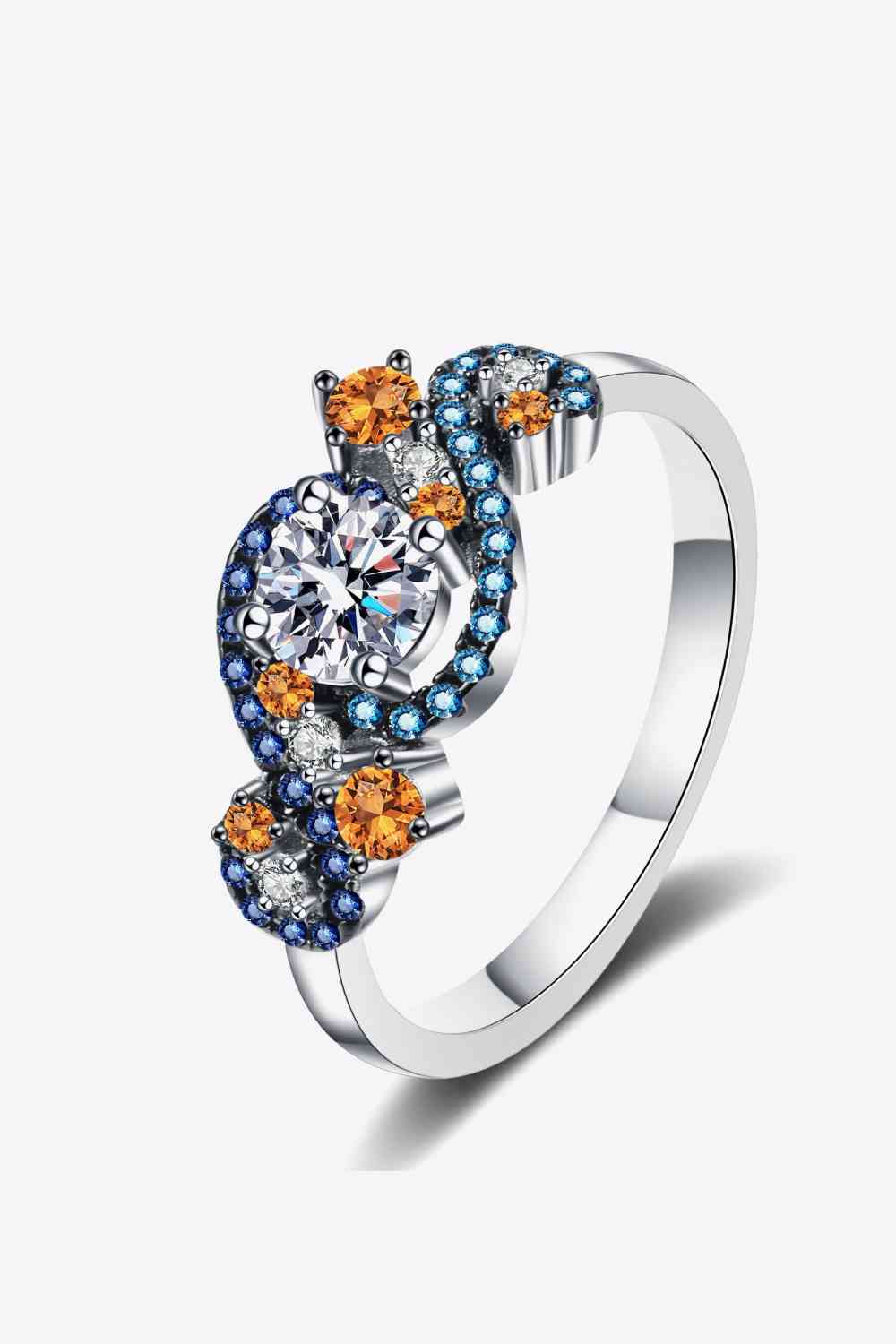 Moissanite Contrast 925 Sterling Silver Ring for Elegance