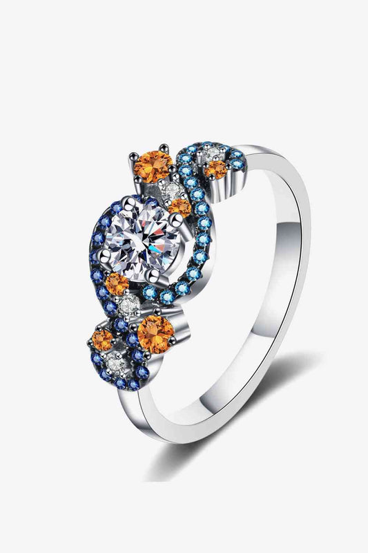 Moissanite Contrast 925 Sterling Silver Ring for Elegance