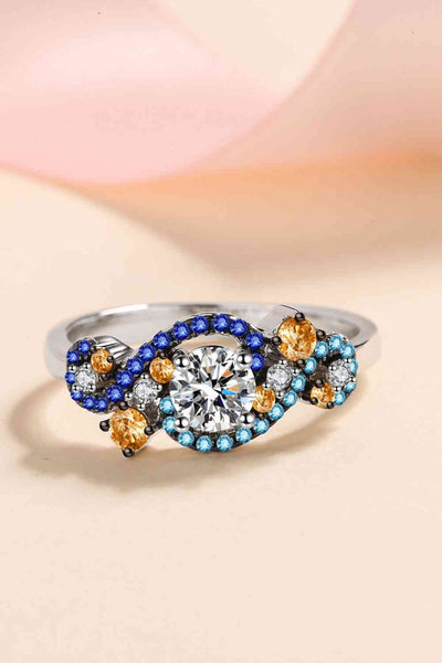 Moissanite Contrast 925 Sterling Silver Ring for Elegance