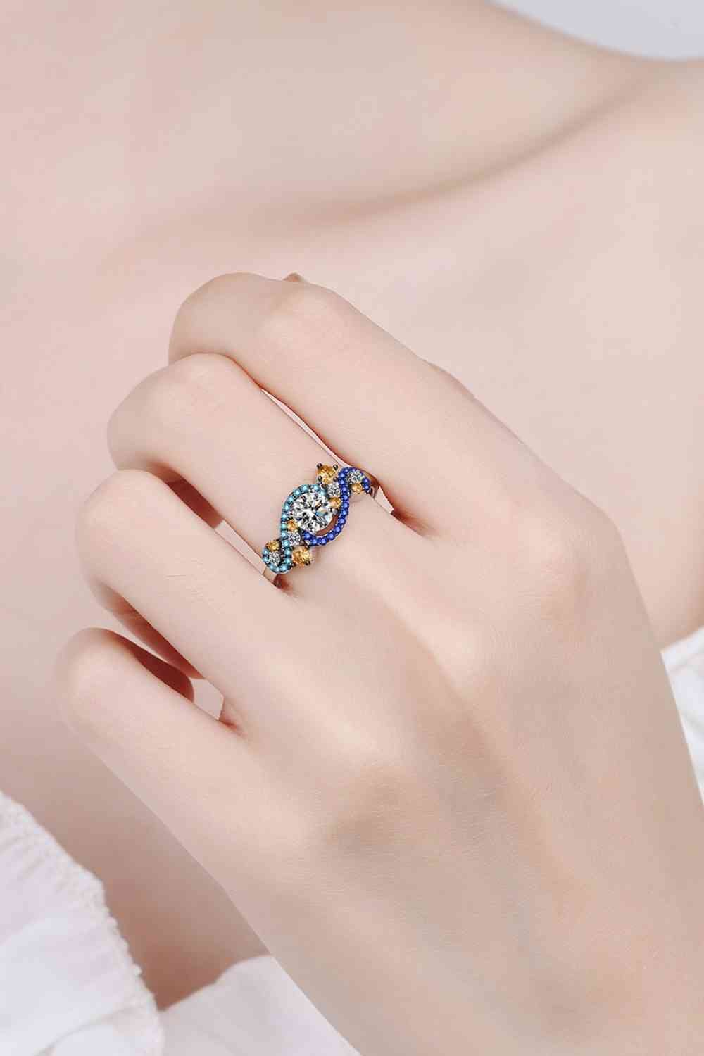 Moissanite Contrast 925 Sterling Silver Ring for Elegance