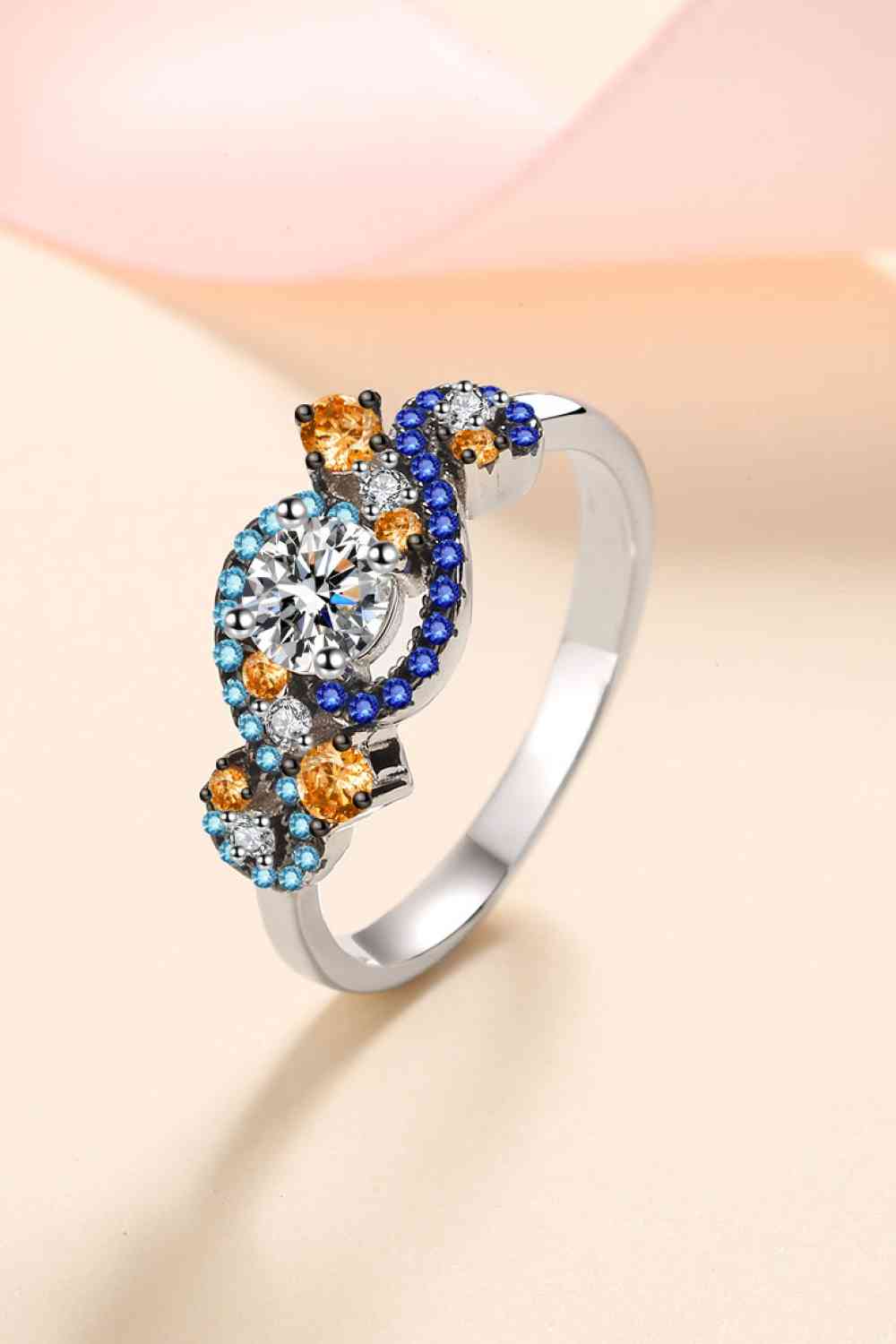 Moissanite Contrast 925 Sterling Silver Ring for Elegance