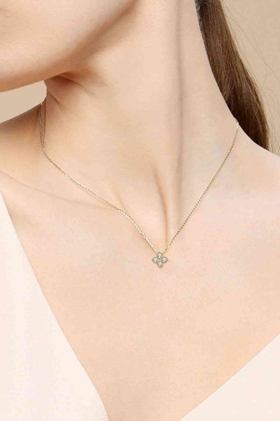 Moissanite Four Leaf Clover Pendant Necklace in Silver