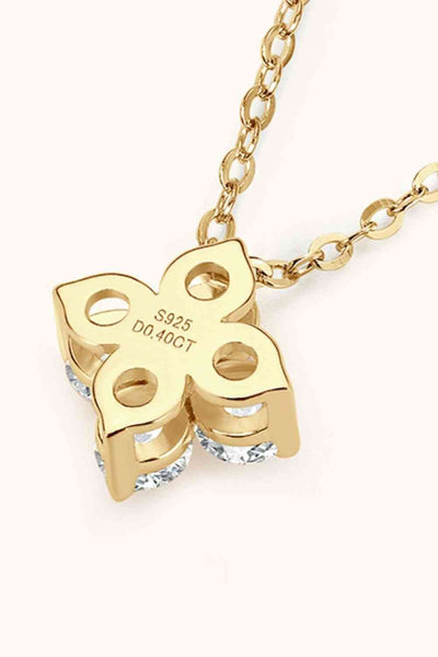 Moissanite Four Leaf Clover Pendant Necklace in Silver