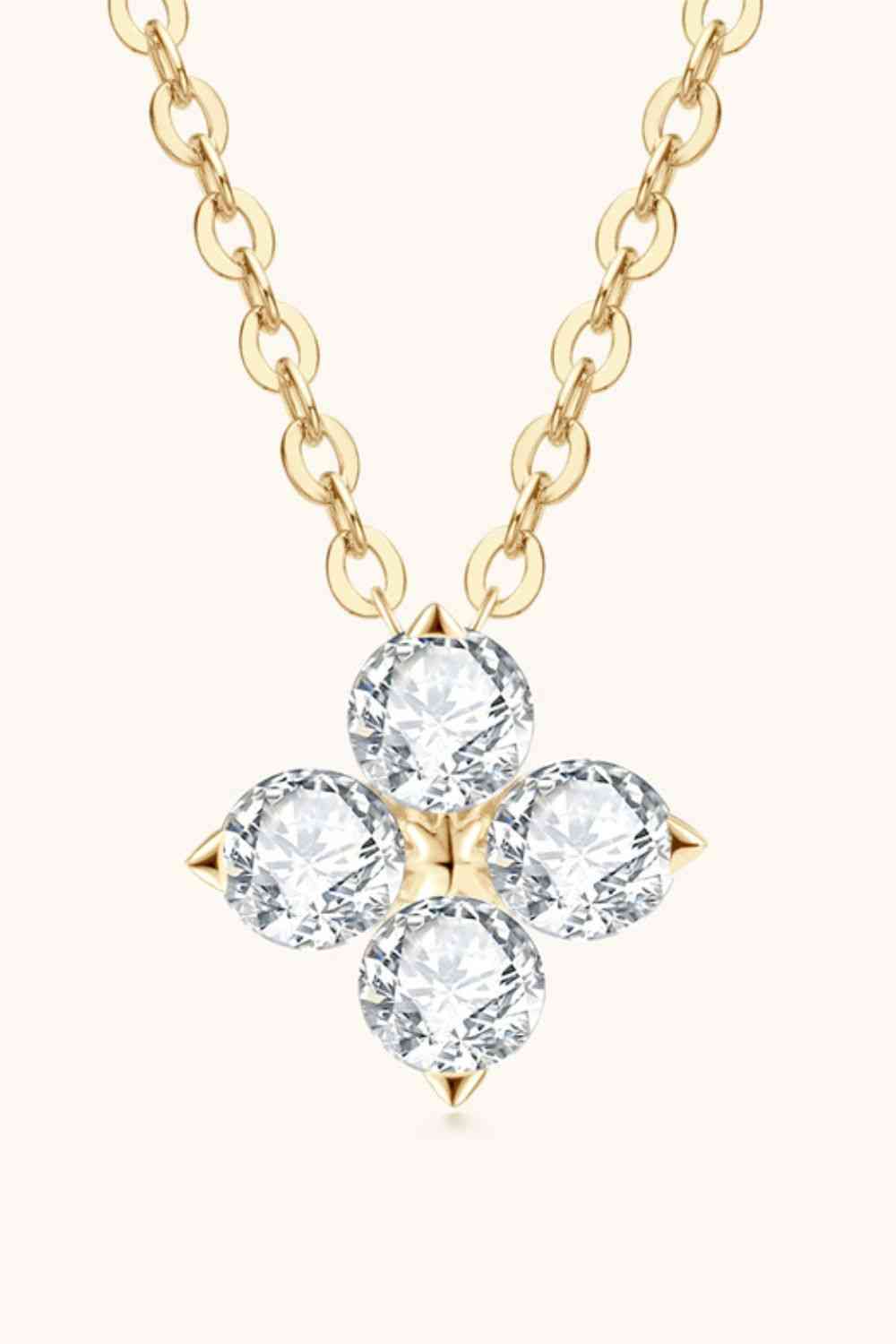 Moissanite Four Leaf Clover Pendant Necklace in Silver