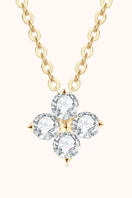 Moissanite Four Leaf Clover Pendant Necklace in Silver