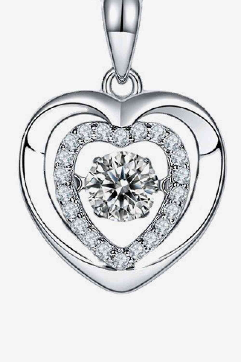 Moissanite Heart Pendant Necklace in Sterling Silver